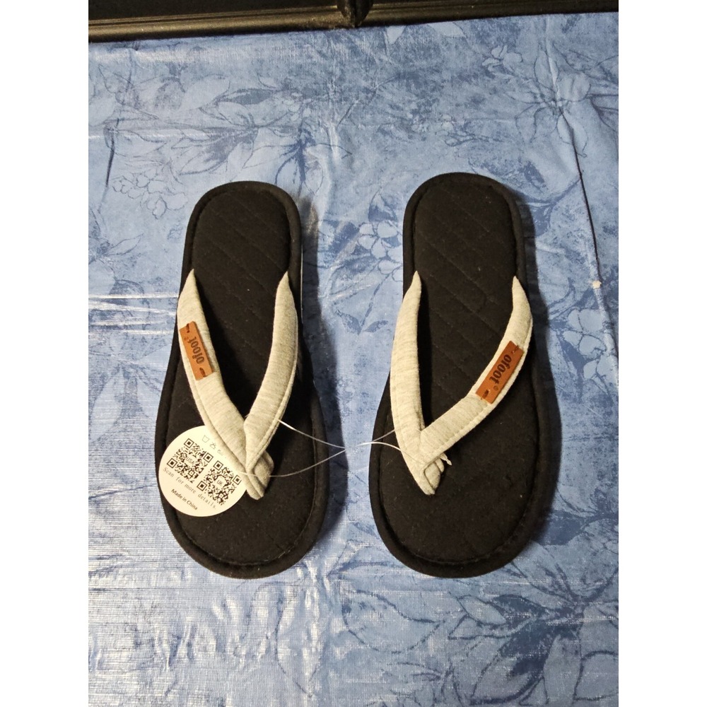 ofoot‎ Women's Cotton Thong House Slippers,Thick Memory Foam XL 10.5-11.5